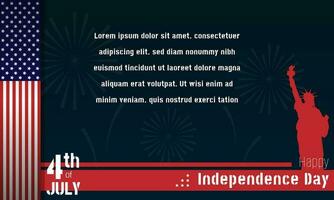 Happy 4th of July Independence Day template with American flag, statue of liberty and copy space area vector