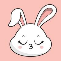 Rabbit Kissing Face Bunny Head Kawaii Sticker vector