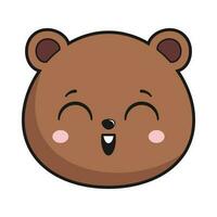 Bear Grinning Face Head Kawaii Sticker Isolated vector