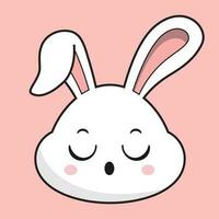 Rabbit Relieve Face Bunny Head Kawaii Sticker vector