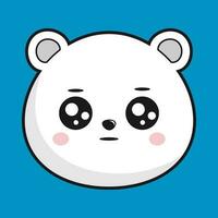 Polar Bear Neutral Face Head Kawaii Sticker Isolated vector