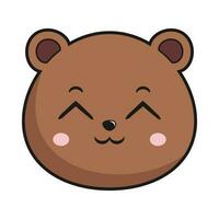 Bear Smile Face Head Kawaii Sticker Isolated vector