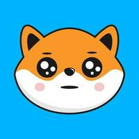 Shiba Inu Dog Neutral Face Head Kawaii Sticker vector