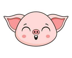 Pig Shout Face Head Kawaii Sticker vector