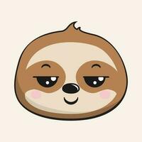 Sloth Pensive Face Head Kawaii Sticker Isolated vector