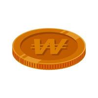 won Corea moneda bronce krw coreano cobre aislado vector