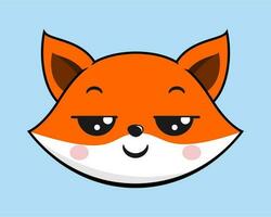 Fox Pensive Face Head Kawaii Sticker vector