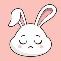 Conejo triste cara conejito cabeza kawaii pegatina vector