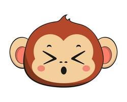 Monkey Chimpanzee Tired Face Head Kawaii Sticker Isolated vector