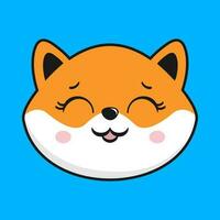 shiba inu perro sonrisa cara cabeza kawaii pegatina- vector