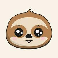 Sloth Tongue Out Face Head Kawaii Sticker Isolated vector