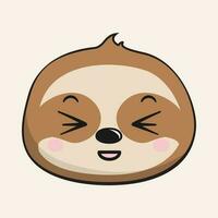 Sloth Squinting Face Head Kawaii Sticker Isolated vector