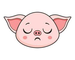 Pig Weary Face Head Kawaii Sticker vector