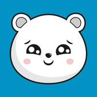 Polar Bear Shy Face Head Kawaii Sticker Isolated vector