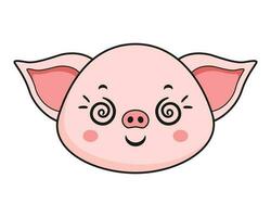 Pig Woozy Face Head Kawaii Sticker vector