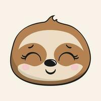 Sloth Smile Face Head Kawaii Sticker Isolated vector