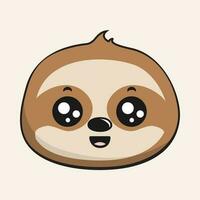 Sloth Smiling Face Head Kawaii Sticker Isolated vector