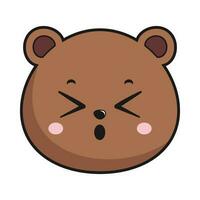 Bear Tired Face Head Kawaii Sticker Isolated vector