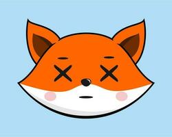 Fox Dizzy X Eye Face Head Kawaii Sticker vector