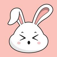 Rabbit Tired Face Bunny Head Kawaii Sticker vector