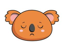 coala dormido cara marrón coala stiker kawaii aislado vector