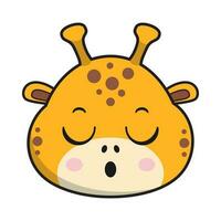 jirafa aliviar cara pegatina emoticon cabeza aislado vector