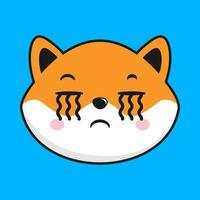 shiba inu perro llorando cara cabeza kawaii pegatina vector