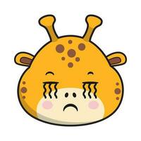jirafa llorando cara pegatina emoticon cabeza aislado vector