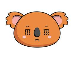 coala llorando cara marrón coala stiker kawaii aislado vector