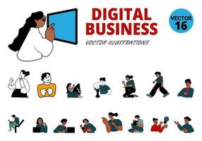 Digital Business set vector