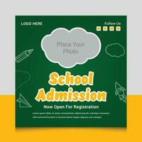 Back to school social media  posts design, Back to school social media post banner template, School admission social media template vector