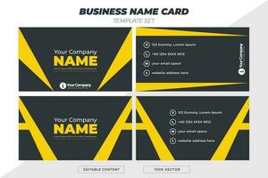 A business card with a professional design using dark gray and yellow colors vector