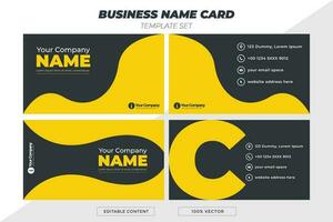 un negocio tarjeta con un profesional diseño utilizando oscuro gris y amarillo colores vector