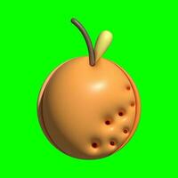 A 3D Orange Fruit asset with a greenscreen background photo