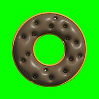 A 3D Chocolate Donut asset with a greenscreen background photo