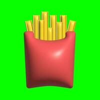 A 3D French Fries asset with a greenscreen background photo