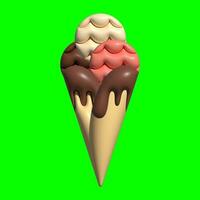 3D Ice Cream Graphic Assets with Greenscreen Background photo