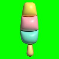 3D Ice Cream Graphic Assets with Greenscreen Background photo