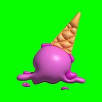 3D Ice Cream Graphic Assets with Greenscreen Background photo