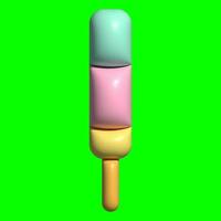 3D Ice Cream Graphic Assets with Greenscreen Background photo