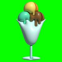 3D Ice Cream Graphic Assets with Greenscreen Background photo