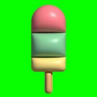 3D Ice Cream Graphic Assets with Greenscreen Background photo