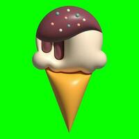 3D Ice Cream Graphic Assets with Greenscreen Background photo