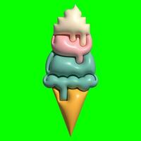 3D Ice Cream Graphic Assets with Greenscreen Background photo