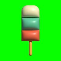 3D Ice Cream Graphic Assets with Greenscreen Background photo