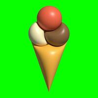 3D Ice Cream Graphic Assets with Greenscreen Background photo