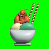 3D Ice Cream Graphic Assets with Greenscreen Background photo