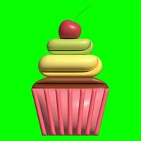 3D Cake Assets Design with Greenscreen Background photo