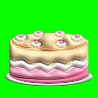 3D Cake Assets Design with Greenscreen Background photo