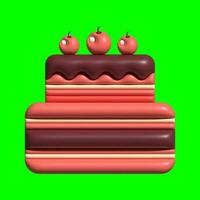 3D Cake Assets Design with Greenscreen Background photo